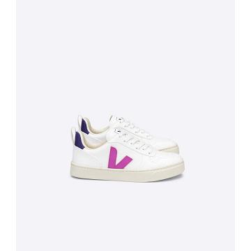 White/Purple Kids' Veja V-10 LACES CWL Sneakers | AU 864UZG